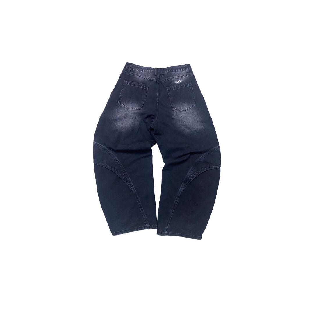 Black Construct Washed Jeans