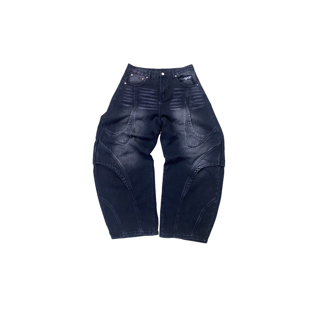Black Construct Washed Jeans