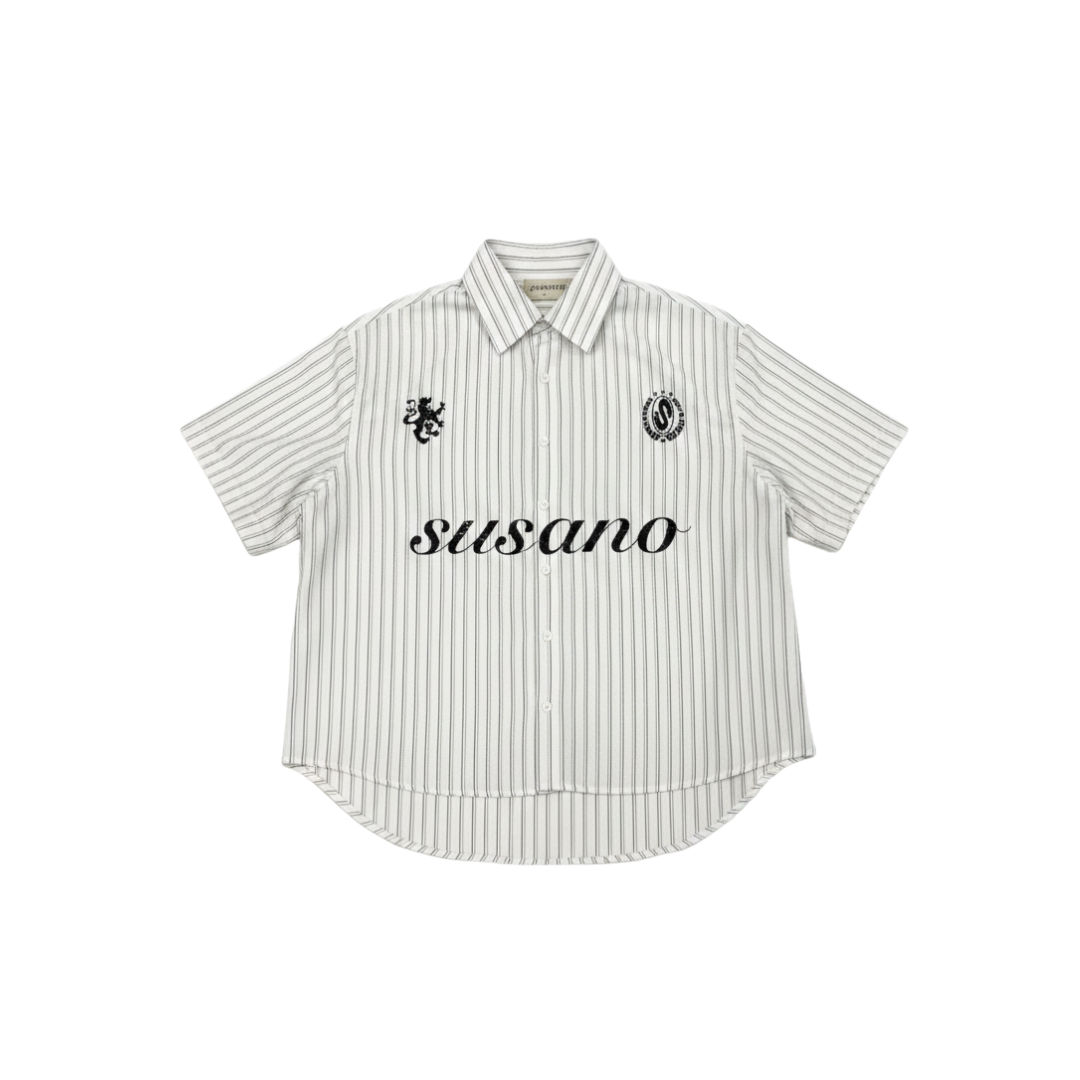 Pinstripe League Shirt White